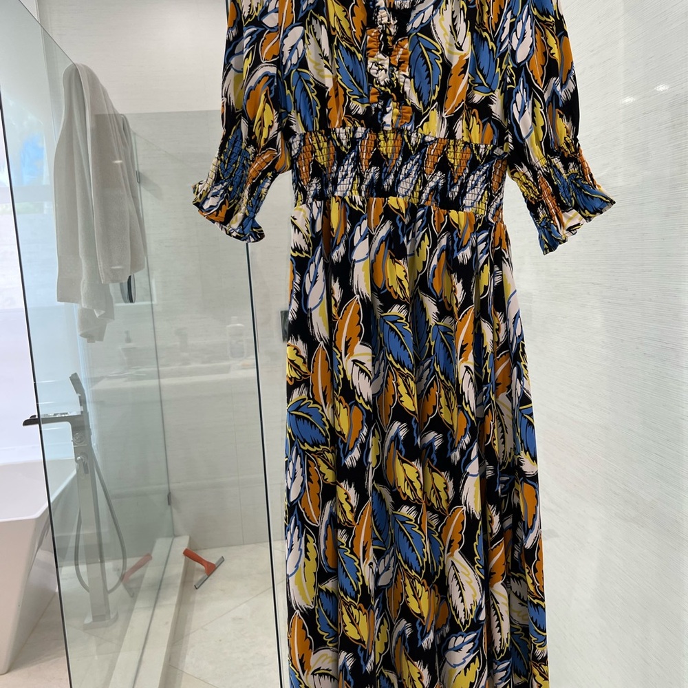 Elegant Multicolor Leaf Print Dress